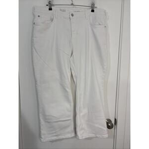 Anthropologie Yaya Mid Rise Crop Kick Flare Jeans Bootcut White 20W Plus Stretch